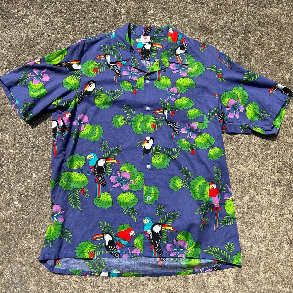 Vintage Scorpio Purple Hawaiian Toucan Shirt